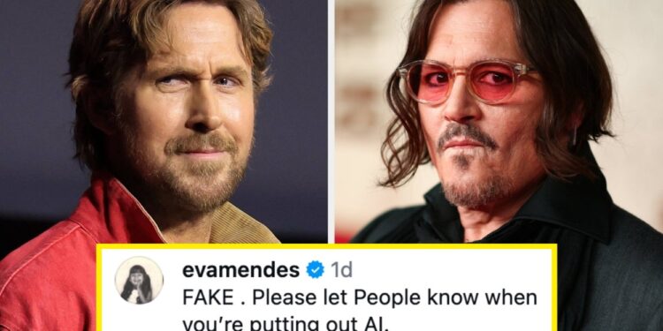 Eva Mendes Is Being Praised For Calling Out A Creepy AI-Generated Pic Of Ryan Gosling And Johnny Depp — And The Creator’s Response Says It All