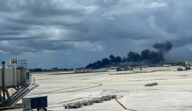 Amazon jet in fireball crash after overshooting runway at Miami airport