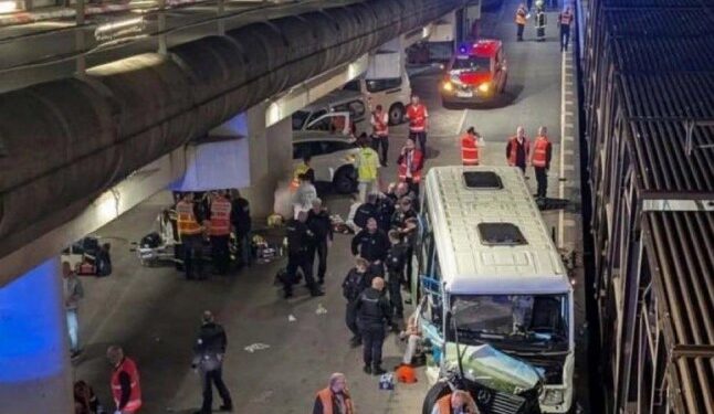 Minibus smashes into Eurotunnel train leaving 19 people injured